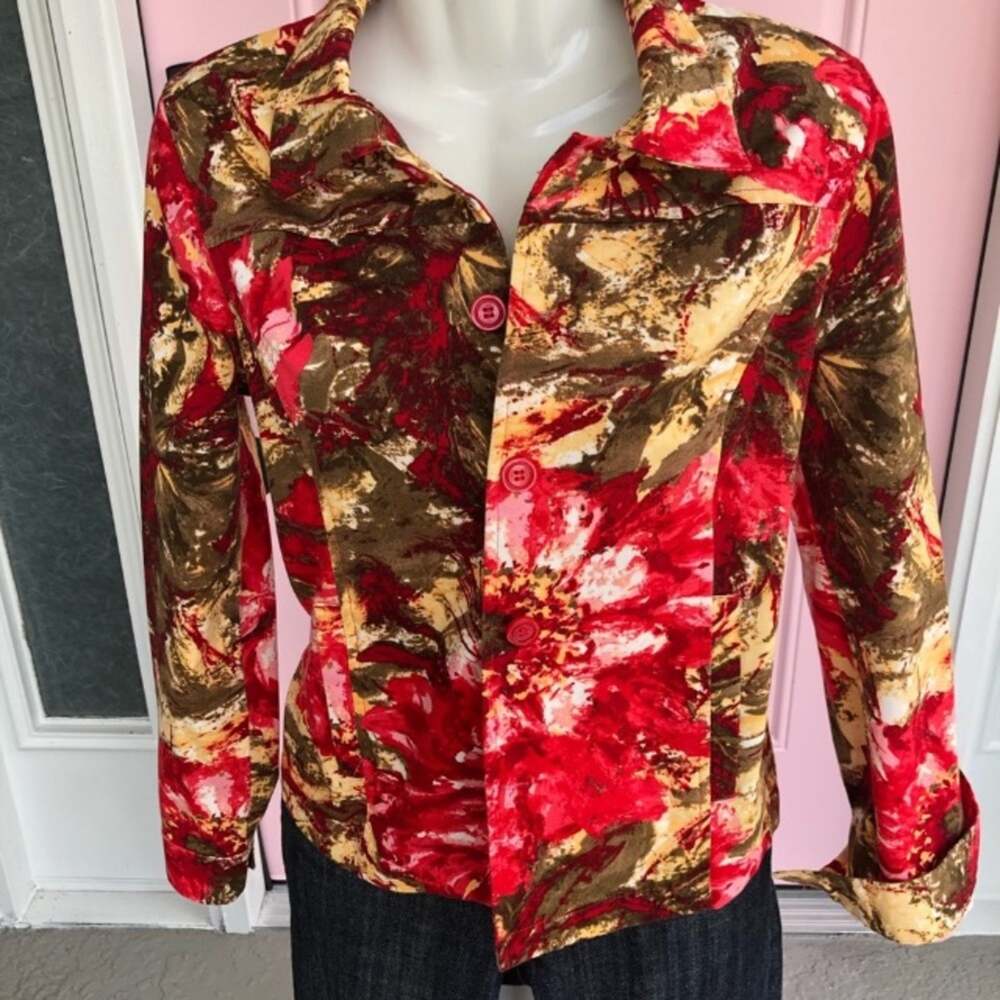 Red Floral Christopher & Banks Jacket